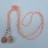Lange Halskette rosa mit echten Muscheln zum Knoten Bild 6