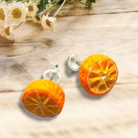 Fimo Ohrstecker getrocknete Orange und Zitronen Bild 1
