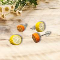 Fimo Ohrstecker getrocknete Orange und Zitronen Bild 3