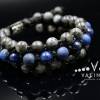 Edelsteinen Herren Dreifach-Armband aus Lapis Lazuli und Sodalith mit Knotenverschluss, Makramee Armband, 8 mm Bild 2