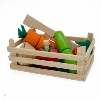 Schneidesortiment Gemüsekiste, Kinderküchenzubehör aus Holz Bild 1