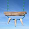 Holzschmuck Kette Treibholz mit Muscheln und bunten Glasperlen, maritimes Collier vom Meer Bild 3