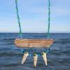 Holzschmuck Kette Treibholz mit Muscheln und bunten Glasperlen, maritimes Collier vom Meer Bild 4