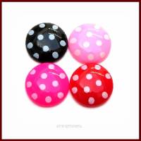 Ohrstecker "Polka Dots" Cabochon schwarz/rot/pink/rosa mit weißen Punkten, versilbert, Rockabilly, 50gerJahre-Look, Retro, Bild 6