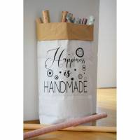 Papiersack - Paperbag "Happyness is Handmade" - zur Aufbewahrung und Dekoration Bild 1