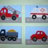 kleines Wandbild mit Fahrzeug fürs Jungen Kinderzimmer, Keilrahmenbild gemalt und gehäkelt Bild 2