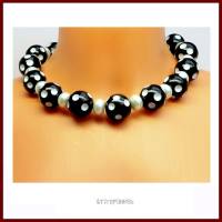 Kette "Polka Dots" schwarz weiß gepunktet, Rockabilly, 50gerJahre-Look, Retro, Magnetverschluss Bild 1