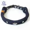 Hundehalsband verstellbar blau Strass mit Leder und Schnalle Bild 3