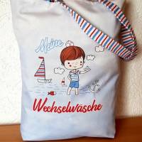 Kindergartentasche aus Canvas / Wechselwäsche / maritim  "Kleiner Schatz ganz groß im Kindergarten" Bild 8