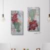 Acrylbild als verspielte Collage mit kleinen Extras auf Leinwand, Lindgrün-Weinrot, Kleine Kunst, Wohnraumdekoration, Original Bild 4