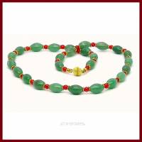Halskette "Aventina" Aventurin grün / Jade rot, vergoldet,kurz, Magnetverschluss Bild 1