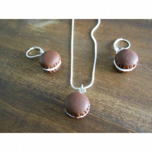 Makronen 3D Schmuckset 925 er Halskette und Ohrhänger kawaii 