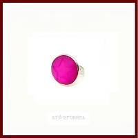 Ring "Stella Polaris" STERN Cabochon 20mm purple orchid, pink, fuchsia/ versilbert, offen Bild 1