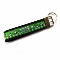 Schlüsselanhänger Schlüsselband Anhänger "Fußballtor" schwarz grün aus Baumwollstoff und Webband Bild 1