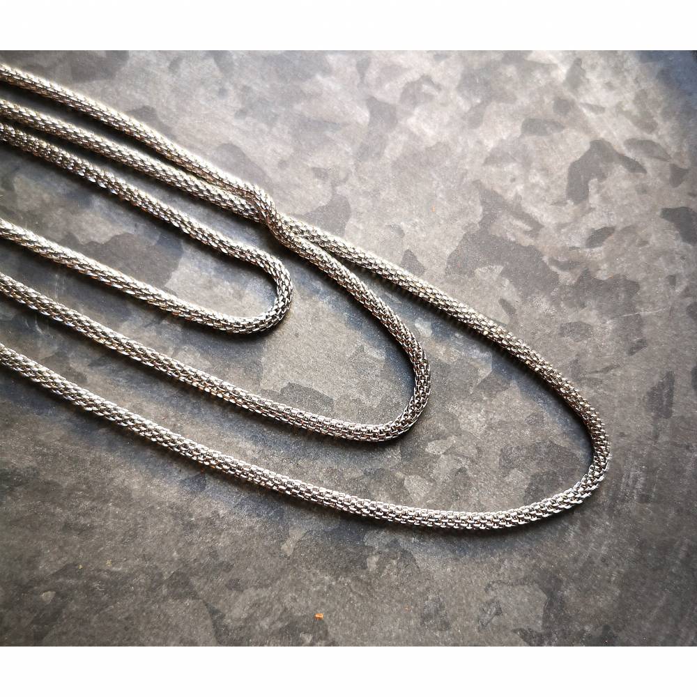 Schlangenkette Halskette Edelstahl Anhänger mit Strass Steinen 45 cm Hals Kette 