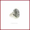 Ring "Zebra-Pearl" Cabochon 25mm schwarz-weiß, versilbert, verstellbar (offen) Bild 2