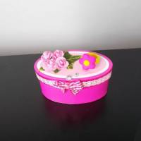 Geldgeschenk Box Geburtstag, oval, pink mit Deko Ring Bild 1