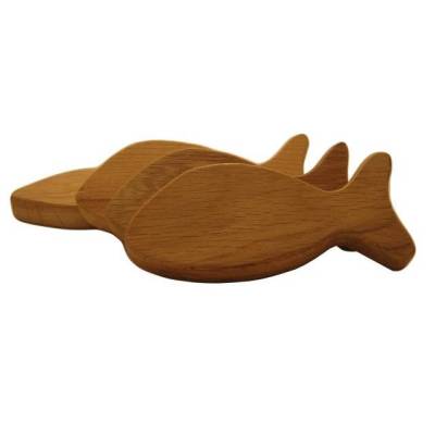 Kaufladenzubehör Fisch aus Holz, 2 Stück, Kinderküchenlebensmittel aus Holz