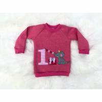 Geburtstagspullover 1 Jahr; Geburtstagsshirt Elefant Größe 74; Pullover pink 1. Geburtstag; Babykleidung; Kleinkind Bild 1