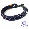 Hundehalsband verstellbar blau, weinrot, weiß mit Fischernetz Optik Bild 6