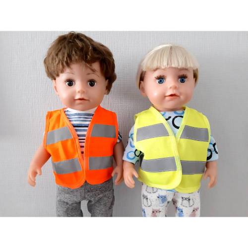 Warnweste für Puppen und Teddys 40-45 cm, Sicherheitsweste für Puppen, Freizeitweste für Puppen