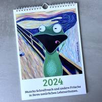 Kunztdruck-Froschkunzt-Kalender 2024, Kalender, Wandkalender, Kalender A4, lustiger Kalender, Froschkalender, Frosch Bild 1