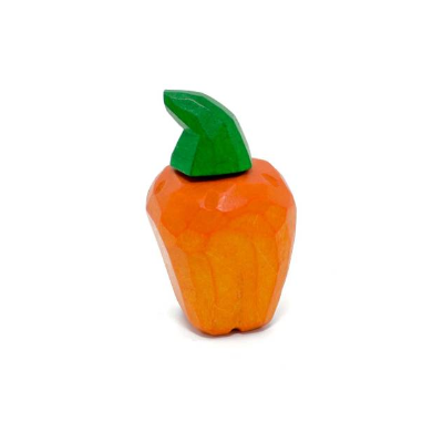 Paprika orange, 2 Stück, handgeschnitztes Kaufladengemüse