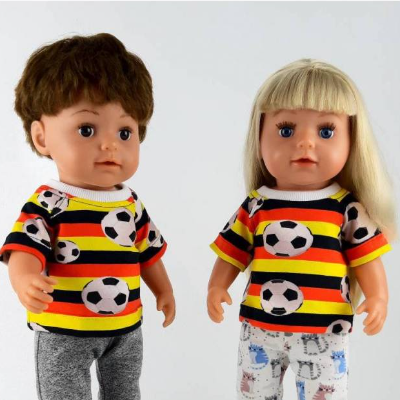 Fussball T-Shirt in Schwarz-Rot-Gold für Puppen, Champions League im Kinderzimmer, Geschenk für Fussballfans, Gr. 40-43