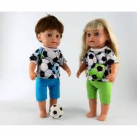Farbenfrohe Fussball T-Shirts für Puppen, bunte Bälle für Fussballfans, Gr. 40-43 cm Bild 1