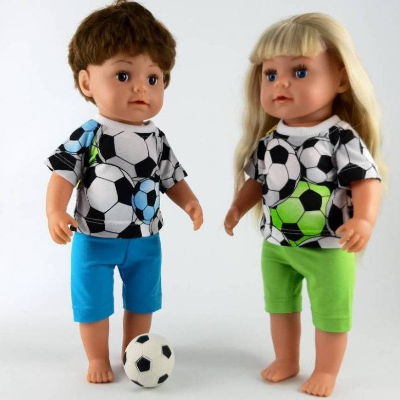 Farbenfrohe Fussball T-Shirts für Puppen, bunte Bälle für Fussballfans, Gr. 40-43 cm