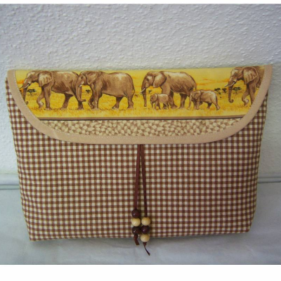 Tasche, wunderschöne Universaltasche, Elefantenfamilie mit Karo kombiniert, mit Taschenbaumler,  Büchertasche