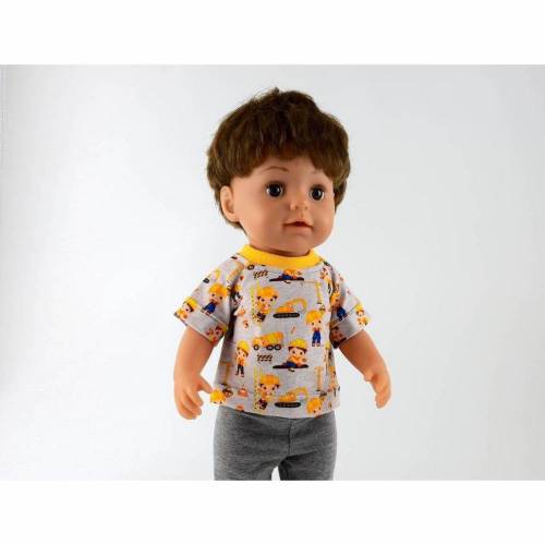 Kleiner Baumeister, T-Shirt für echte Baustellenfans mit lustigen Motiven, für Puppen 40-43 cm