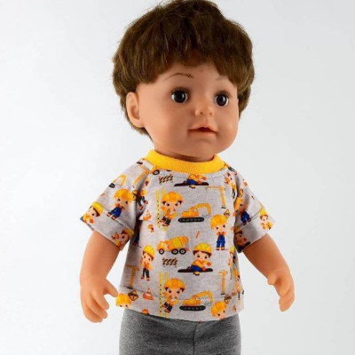 Kleiner Baumeister, T-Shirt für echte Baustellenfans mit lustigen Motiven, für Puppen 40-43 cm