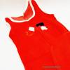 Vintage Baby Strampler in rot, Nicki Scher Plüsch Größe 86/92 Bild 2