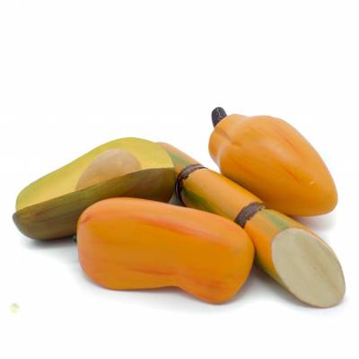 Papaya, Zuckerrohr, Mango, Avocado Kaufladenartikel Set mit 4 Teilen