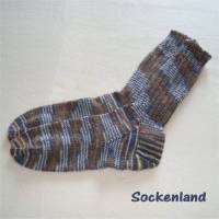 handgestrickte Socken, Strümpfe Gr. 44/45, in blau, braun und natur, Herrensocken, Einzelpaar Bild 1