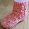 Babysocken, gestrickt mit Lochmuster, ideal für den Sommer Größe: 0-6 Monate, rosa/weiß, Baumwolle Bild 2