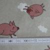 13,10 EUR/m Canvas Dekostoff - Glücksschwein, Ferkel, Schweine, Schweinchen rosa auf natur / hellbeige, Wolken Bild 5