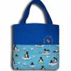 Tasche für Kinder mit Stickerei Stofftasche Windeltasche Stoffbeutel blau Aufbewahrung Babysachen Spielsachen Pinguine Bild 2