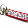 Schlüsselanhänger Schlüsselband Anhänger "Love" in rot weiß schwarz aus Baumwollstoff und Ripsband - Geschenk Bild 2