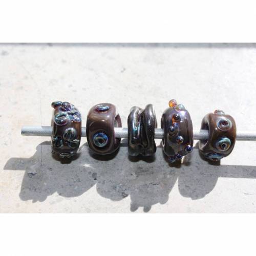 Modul-/Großlochperlen, lampwork- 5 Stück