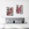 Original Acrylbild Duo als tiefe Papiercollage auf Keilrahmen in kräftigem Rot, Wohnraumdekoration, Wandkunst, Bild 4