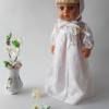 Puppenkleidung gr. 40-45 cm, Festliches Kleid in Weiss, Kleid zur Taufe mit Taufmützchen Bild 4