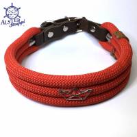 Hundehalsband verstellbar rot, Beschläge Edelstahl mit Leder und Schnalle Bild 1