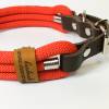 Hundehalsband verstellbar rot, Beschläge Edelstahl mit Leder und Schnalle Bild 4