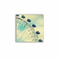 London Eye, Riesenrad, Wanddeko, Wandbild, Foto auf Holz, im Quadrat, 10 x 10 cm Bild 1