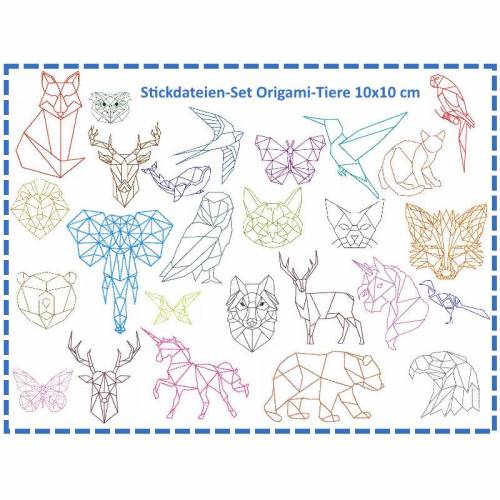 Stickdatei Origami Tiere Set 10x10