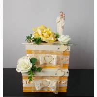 großes Geldgeschenk Hochzeit, Geschenkbox in Tortenform, 2-stöckig, Hochzeitsgeschenk Bild 1