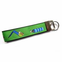Schlüsselanhänger Schlüsselband "Agility Hundesport" in grün aus Baumwollstoff und Ripsband Bild 1
