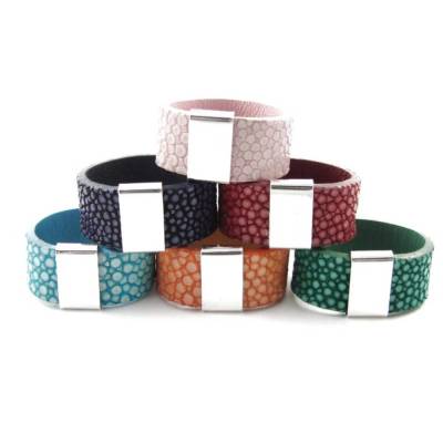 Rochenleder Stingray Lederring - Ring 925 SS Farbwahl